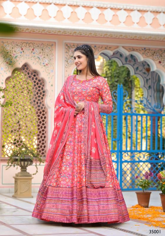 Ramya 01 Dola Silk Digital Printed Gown With Dupatta Collection