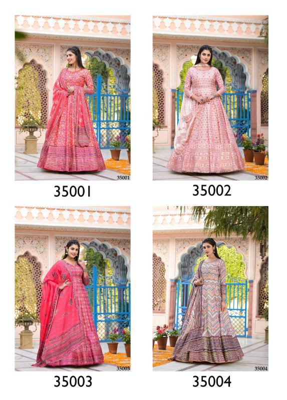 Ramya 01 Dola Silk Digital Printed Gown With Dupatta Collection