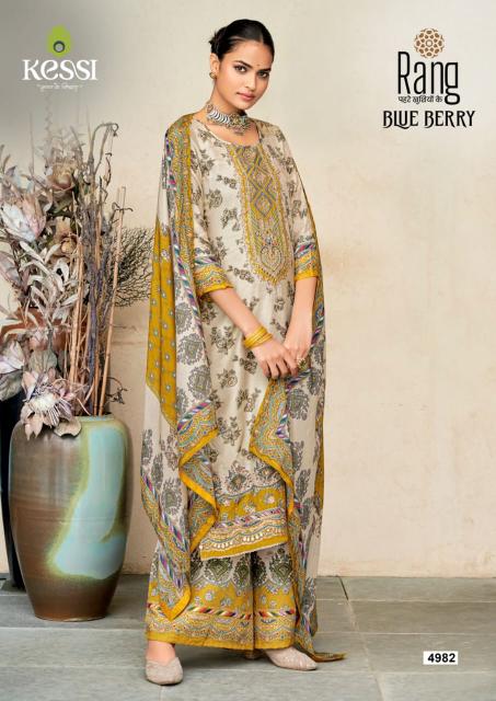 Rang Blue Berry Muslin Printed Dress Material Collection