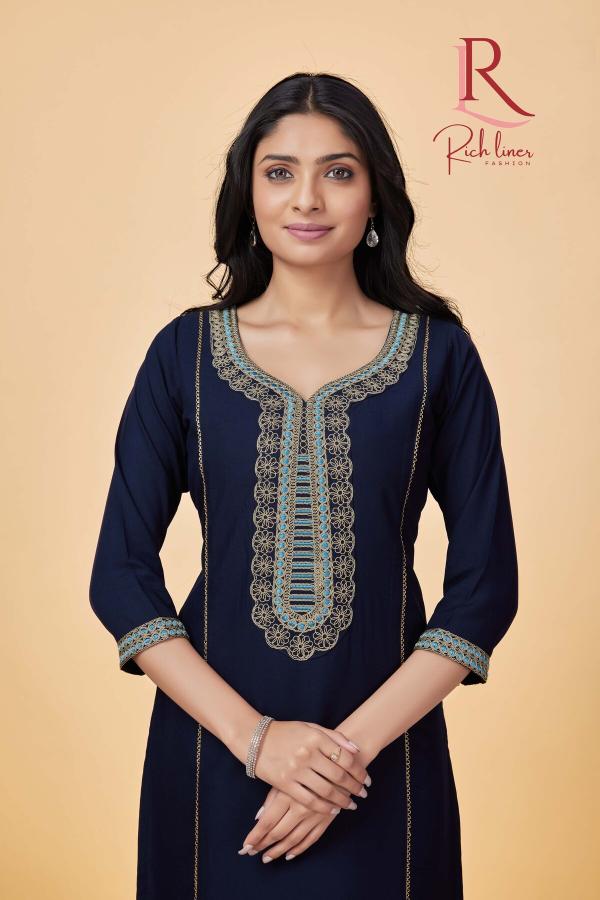 Rich Liner 923 Embroidery Work Kurti Collection