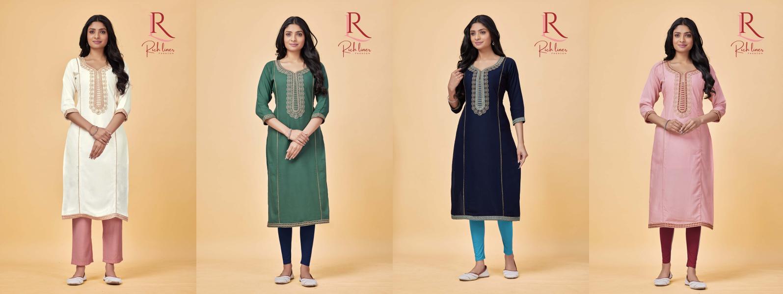 Rich Liner 923 Embroidery Work Kurti Collection