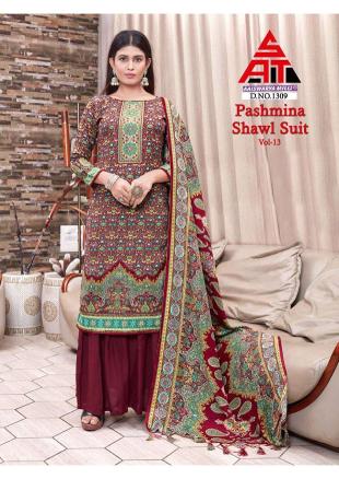 Sat Pashmina Vol 13 Winter Wear Dress Material With Shawl