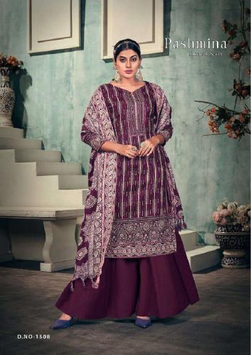 Sat Pashmina Vol 15 Designer Dress Material With Shawl Collection