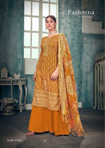 Sat Pashmina Vol 15 Designer Dress Material With Shawl Collection