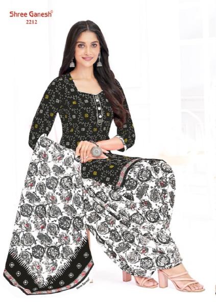 Shree Ganesh White And Black Vol 2 Cotton Dress Material