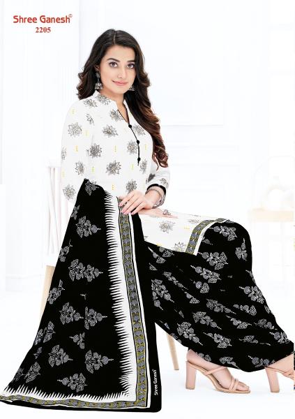 Shree Ganesh White And Black Vol 2 Cotton Dress Material