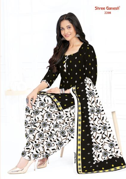 Shree Ganesh White And Black Vol 2 Cotton Dress Material