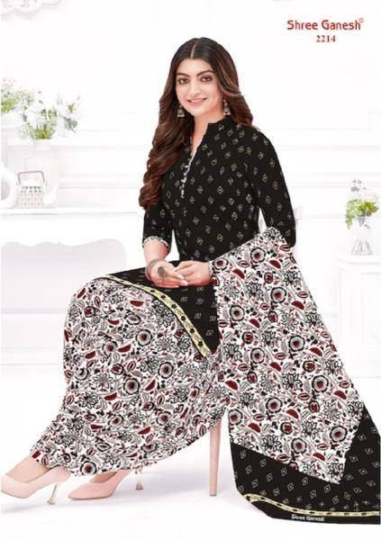 Shree Ganesh White And Black Vol 2 Cotton Dress Material