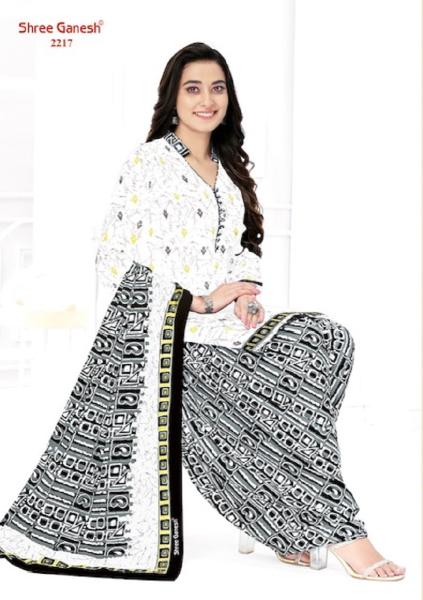 Shree Ganesh White And Black Vol 2 Cotton Dress Material