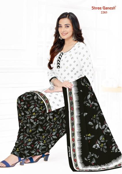 Shree Ganesh White And Black Vol 2 Cotton Dress Material