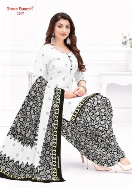 Shree Ganesh White And Black Vol 2 Cotton Dress Material