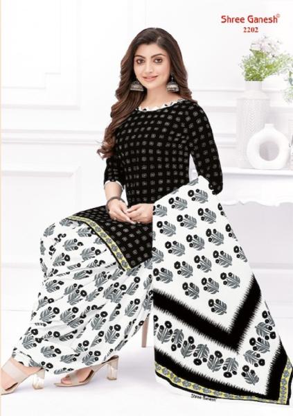 Shree Ganesh White And Black Vol 2 Cotton Dress Material