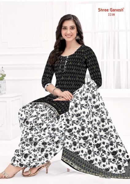 Shree Ganesh White And Black Vol 2 Cotton Dress Material