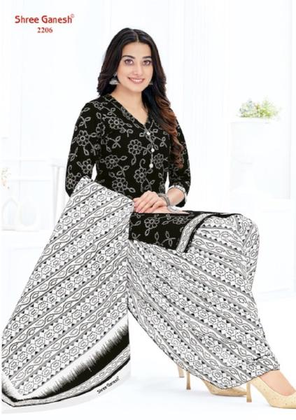 Shree Ganesh White And Black Vol 2 Cotton Dress Material