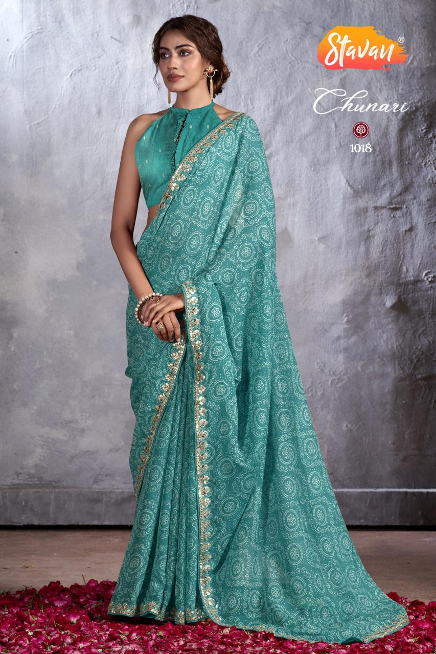 Stavan Chunari Chiffon Embroidered Fancy Saree Collection