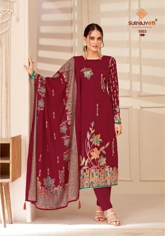 Suryajyoti Kaara Vol 1 Jaam Satin Printed Dress Material