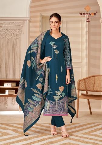 Suryajyoti Kaara Vol 1 Jaam Satin Printed Dress Material