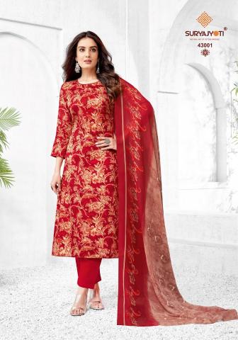 Suryajyoti Naisha Vol 43 Jam Satin Dress Material Collection