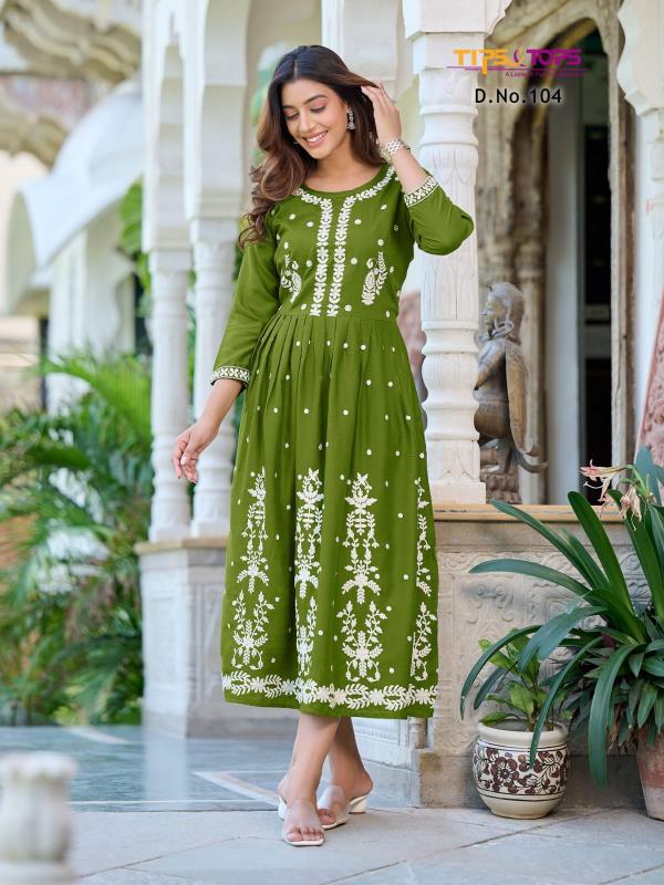 Tips And Tops Lakhnavi Embroidery Long Kurti Collection