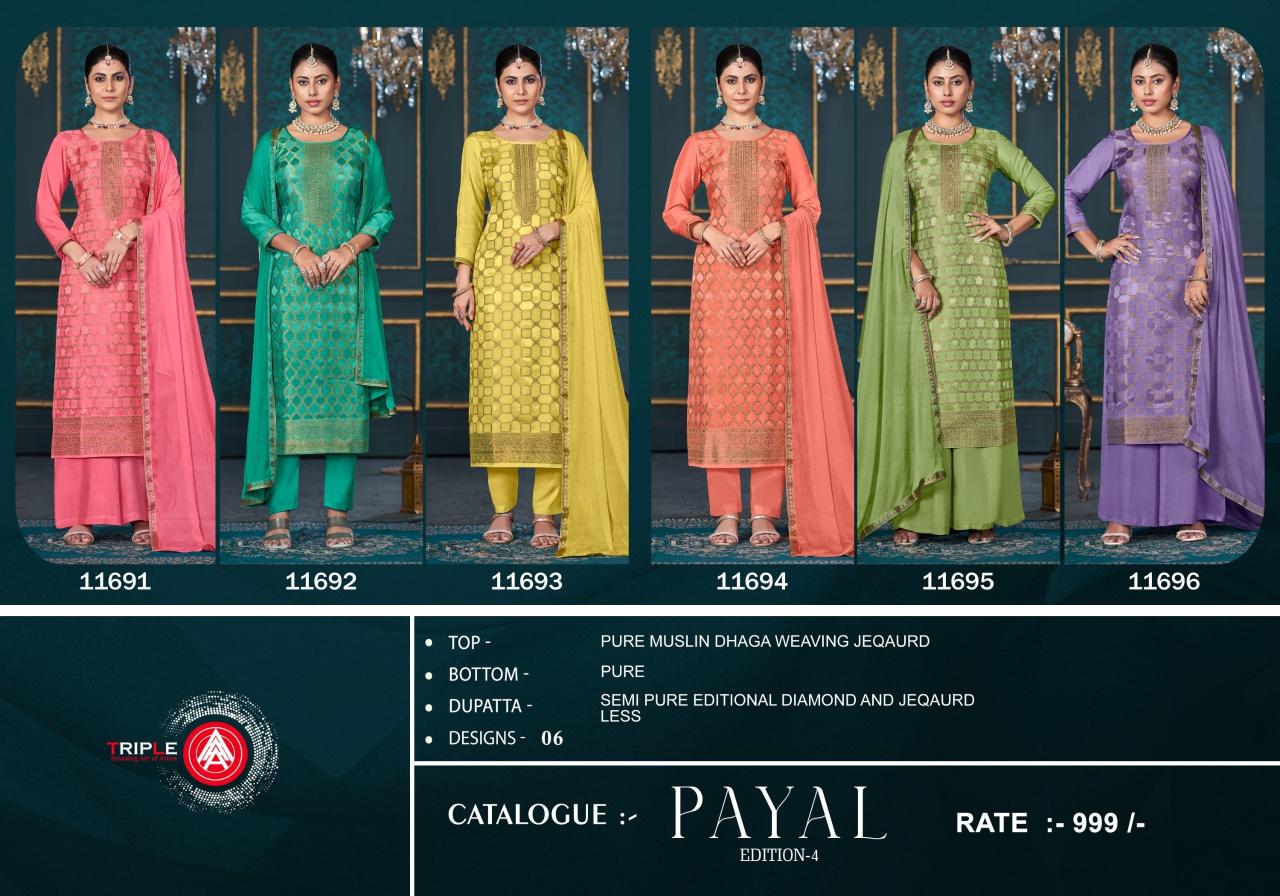 Triple Aaa Payal Edition 4 Muslin Dress Material Collection