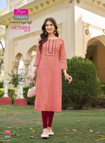 Victoria Vol 9 Diya Trends Classy Rayon Printed Kurti Collection