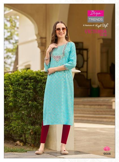 Victoria Vol 9 Diya Trends Classy Rayon Printed Kurti Collection