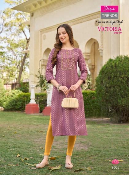 Victoria Vol 9 Diya Trends Classy Rayon Printed Kurti Collection