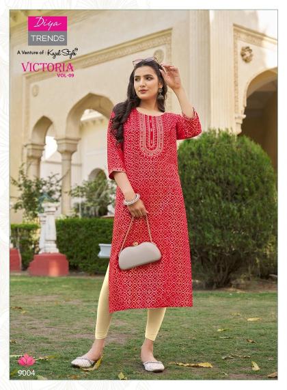 Victoria Vol 9 Diya Trends Classy Rayon Printed Kurti Collection