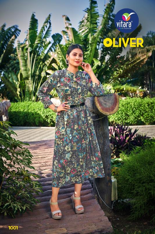 Vitara Oliver Rayon Rinkle Printed Kurti Collection