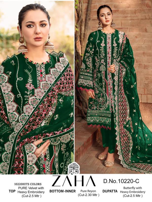 Zaha Aafiya Vol 10220 A To D Velvel Pakistani Salwar Suits Collection