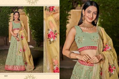 Zeel Golden Palm Designer Georgette Lehenga Collection