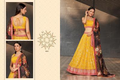 Zeel Golden Palm Designer Georgette Lehenga Collection