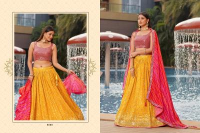 Zeel Golden Palm Designer Georgette Lehenga Collection