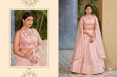 Zeel Golden Palm Designer Georgette Lehenga Collection