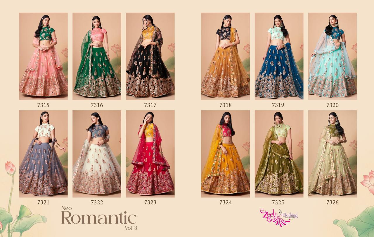 Zeel Neo Romantic Vol 3 Designer Soft Net Lehenga Collection