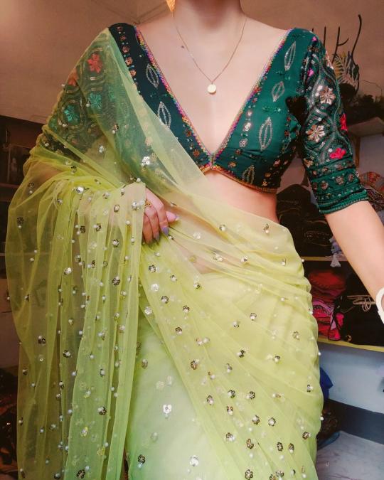 1158 Beatiful Fancy Butterfly Net Saree Collection