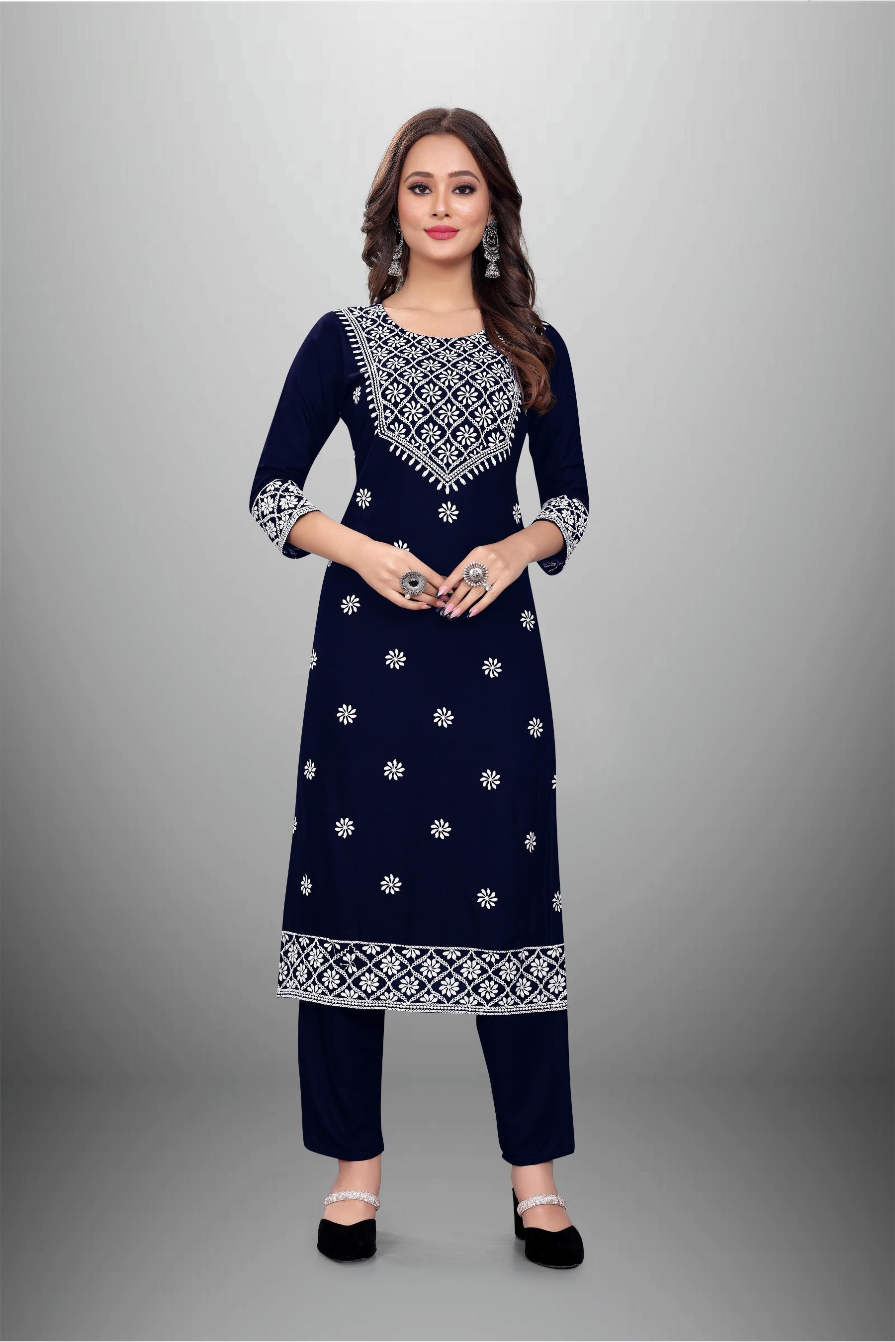 502 Heavy Rayon Chikankari Kurti With Bottom Collection