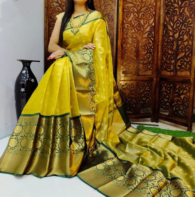 Aab Kanchivaram Green Silk Designer Saree Collection