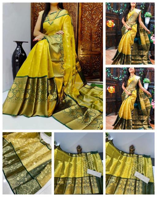 Aab Kanchivaram Green Silk Designer Saree Collection