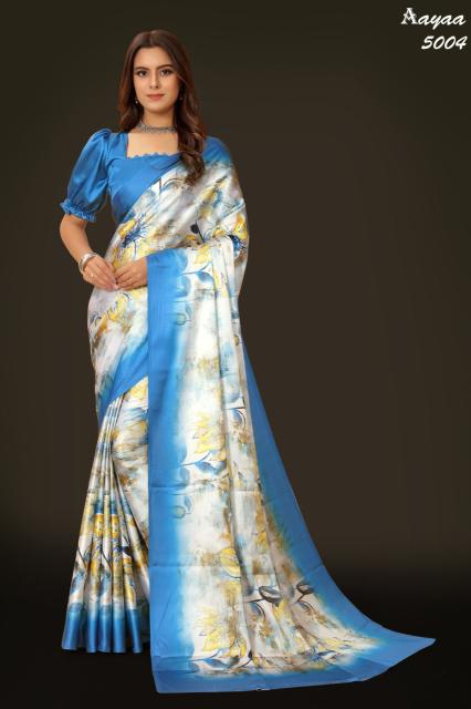 Aayaa Aaradhna 5 Digital Print Japan Satin Saree Collection