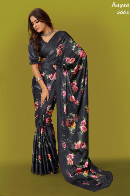 Aayaa Aaradhna 5 Digital Print Japan Satin Saree Collection