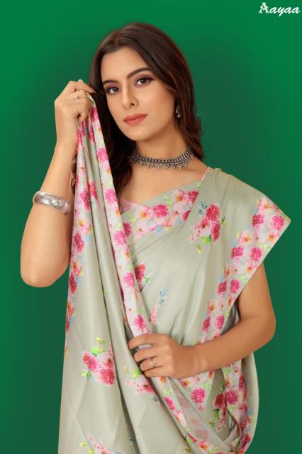 Aayaa Aaradhna 5 Digital Print Japan Satin Saree Collection