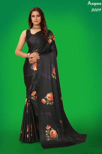 Aayaa Aaradhna 5 Digital Print Japan Satin Saree Collection