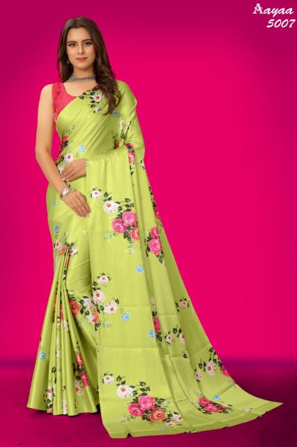 Aayaa Aaradhna 5 Digital Print Japan Satin Saree Collection