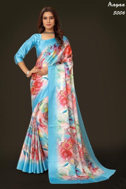 Aayaa Aaradhna 5 Digital Print Japan Satin Saree Collection