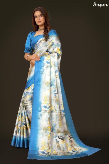 Aayaa Aaradhna 5 Digital Print Japan Satin Saree Collection