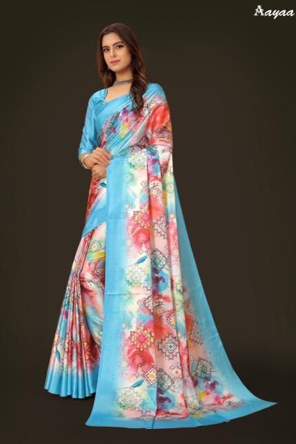 Aayaa Aaradhna 5 Digital Print Japan Satin Saree Collection