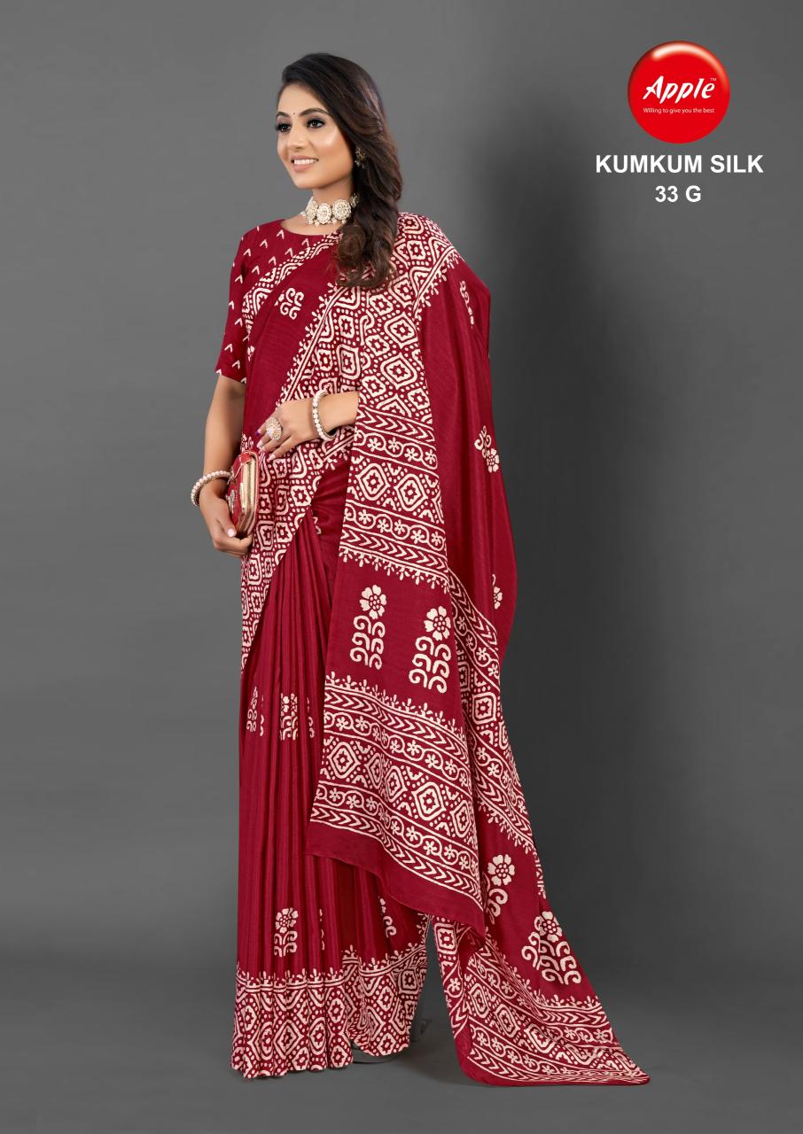 Apple Kumkum 33 Cotton Blend Printed Saree Collection