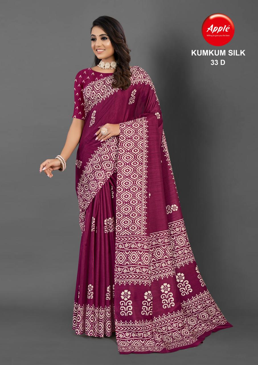 Apple Kumkum 33 Cotton Blend Printed Saree Collection