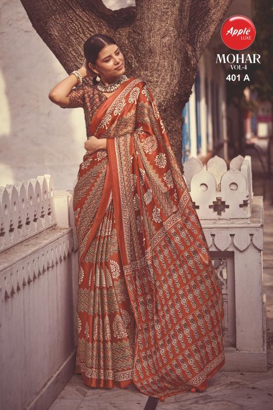 Apple Mohar Vol 4 Crepe Printed Saree Collection